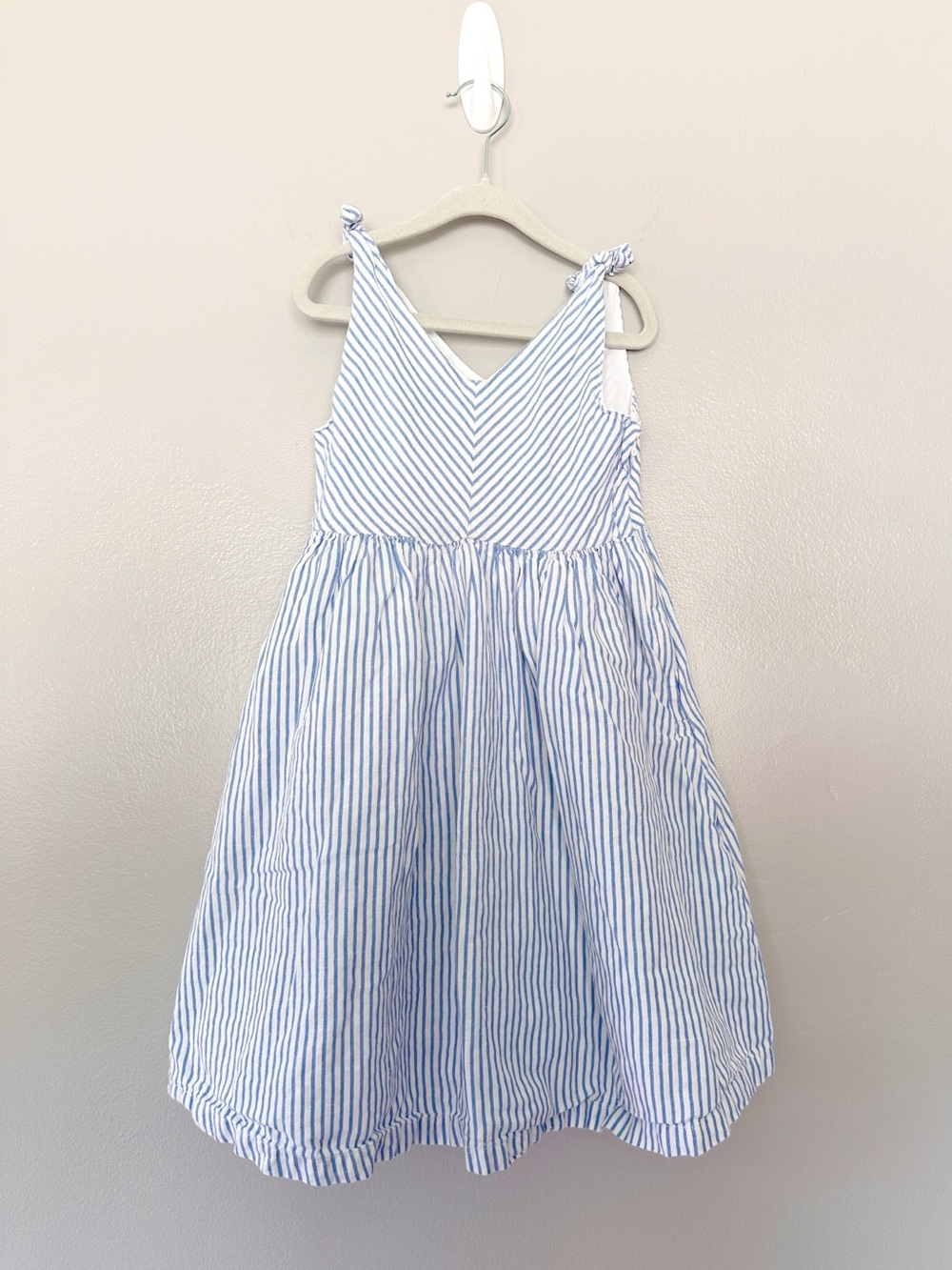 Hope & Henry Girls Blue White Stripe Linen Cotton Dress Size 8